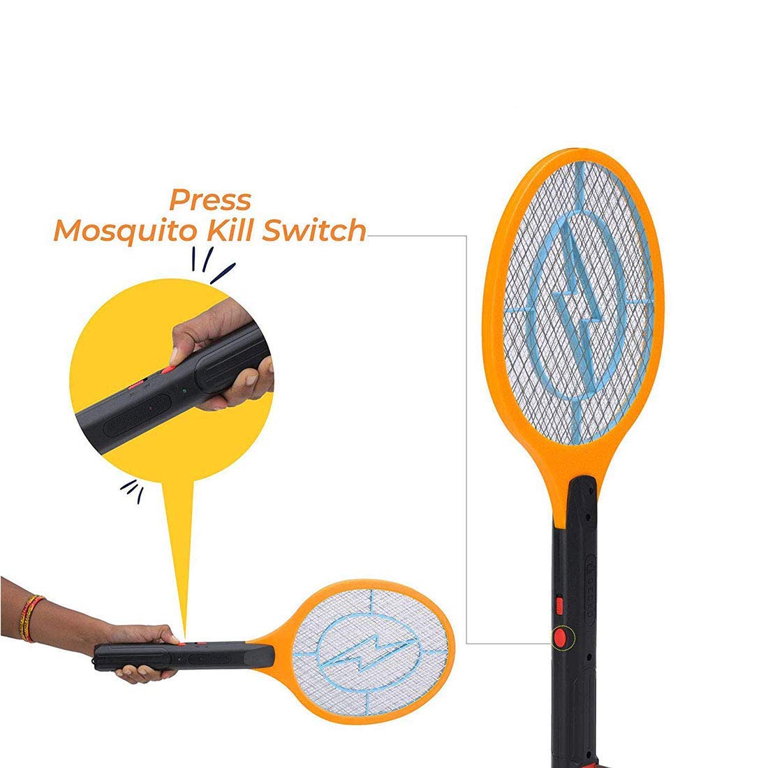 Electric Rechargeable Mosquito Swatter – Cordless Bug Zapper Racket for Flies, Insects & Mosquito Killing