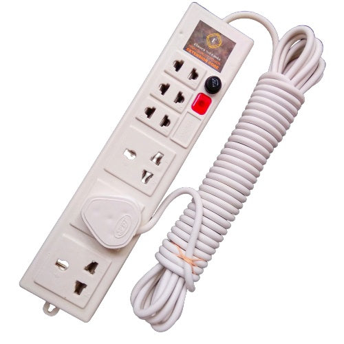 Sri Lankan Power Strip 5m – 6 Socket Extension Cord with Surge Protector & Wirecode AC Plug
