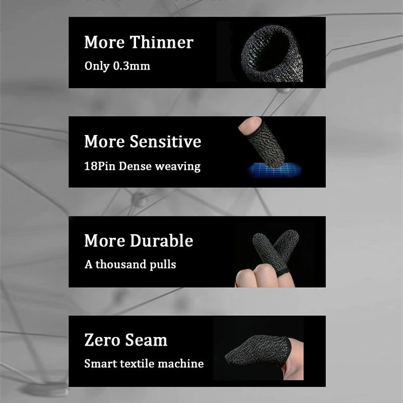 2pcs Mobile Gaming Finger Gloves for PUBG Free Fire – Sweat-Proof Touch Screen Thumb Sleeves