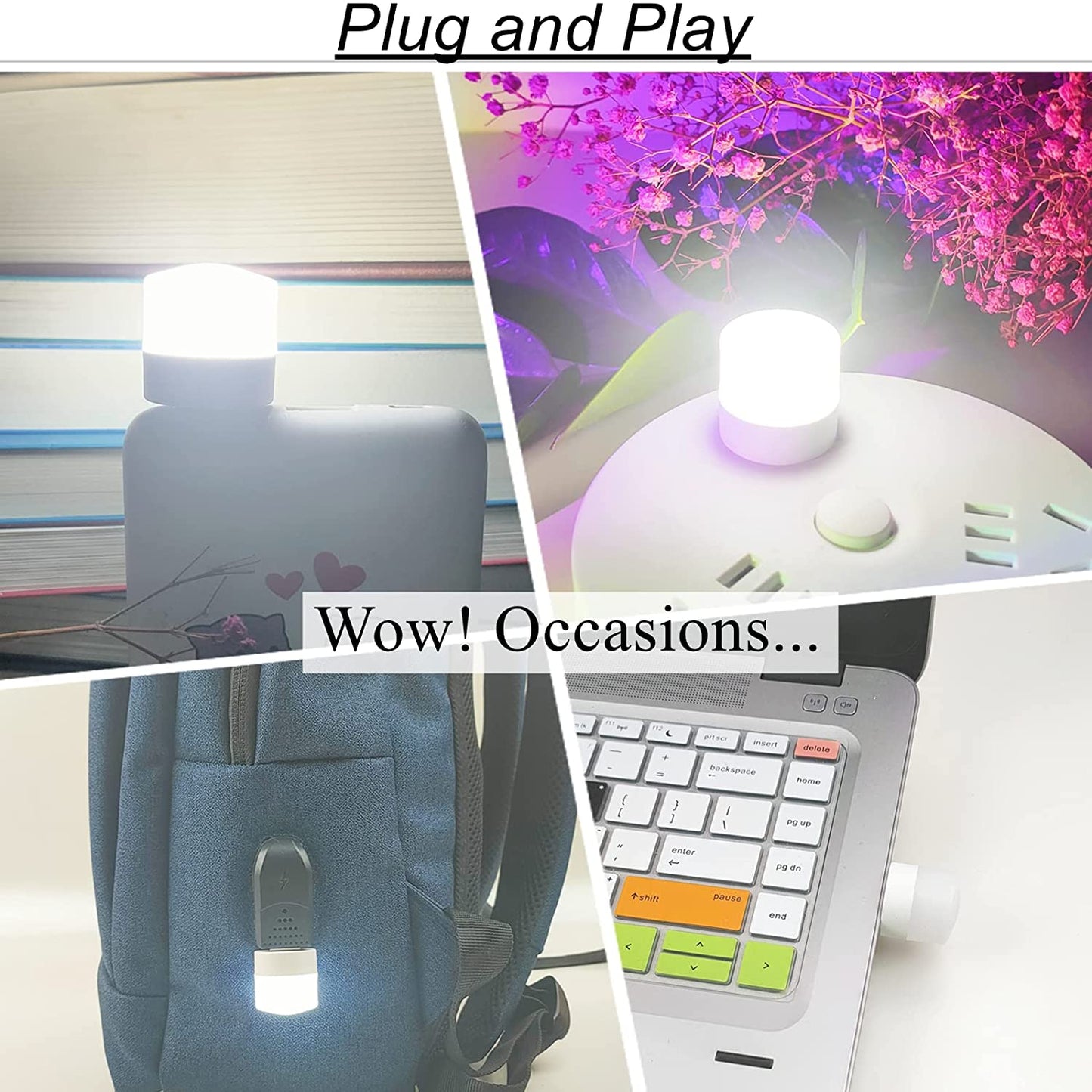 Portable USB Mini LED Night Light White Color for Laptop Power Bank and Computer