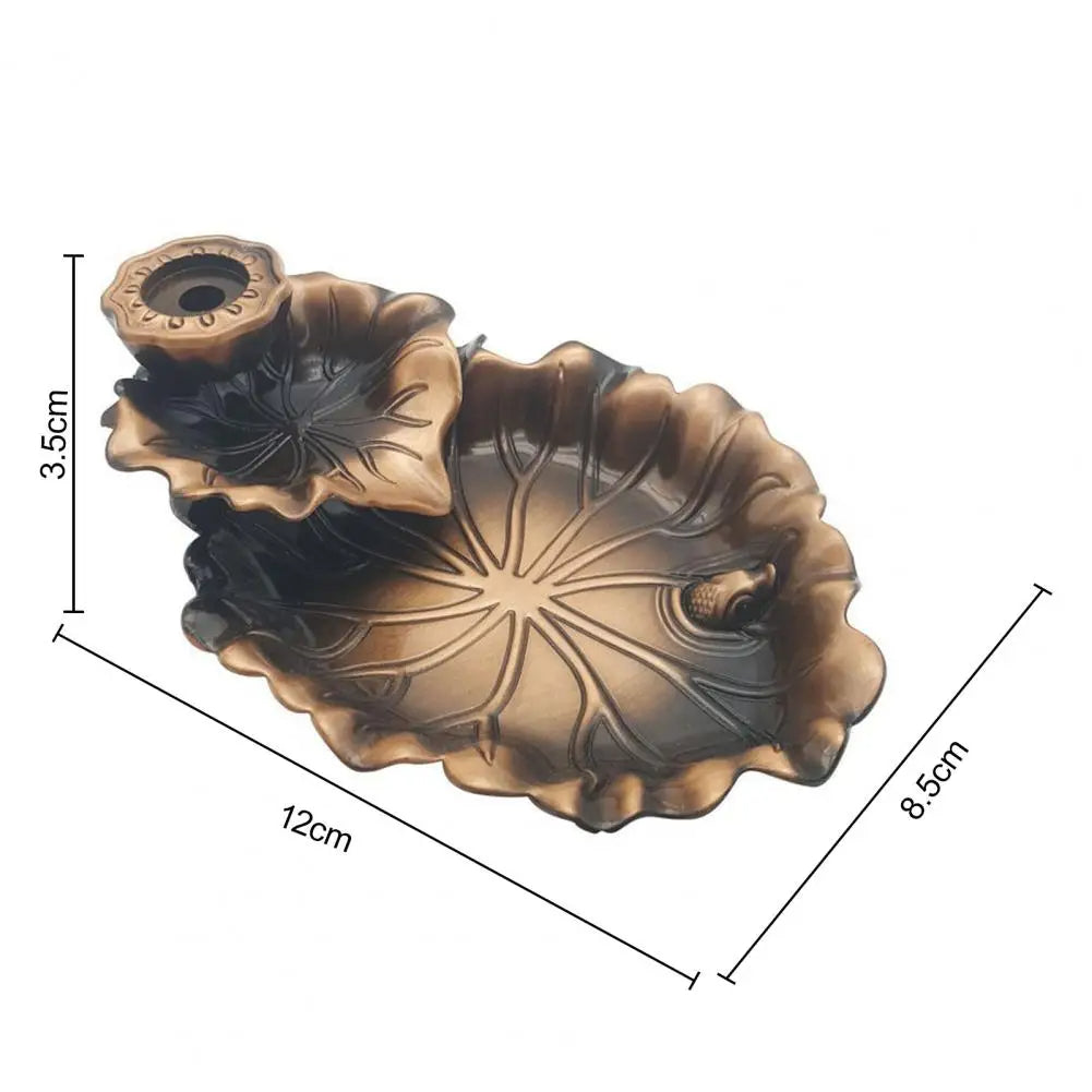 Lotus Leaf Alloy Incense Burner – Elegant Aromatherapy Holder for Home & Office