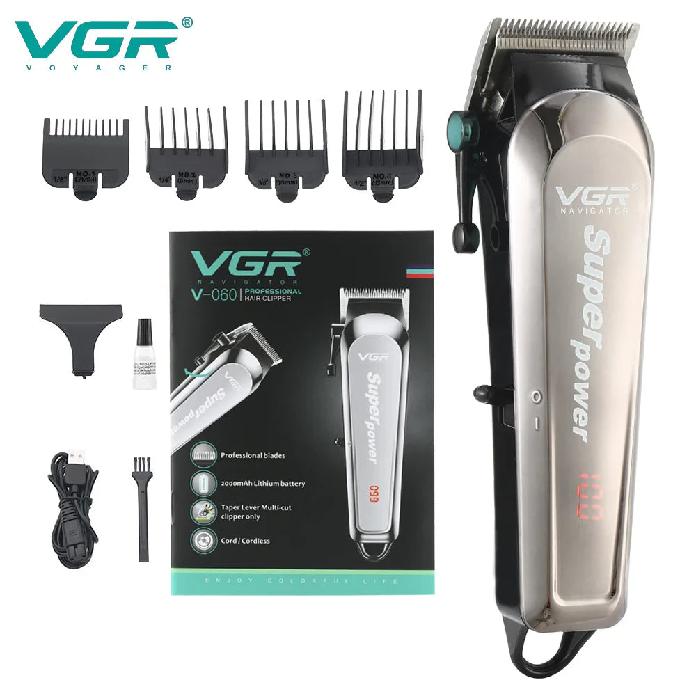 VGR V‑060 Electric Hair Clipper Professional Men’s Trimmer with Limit Combs for Personal & Barber Use