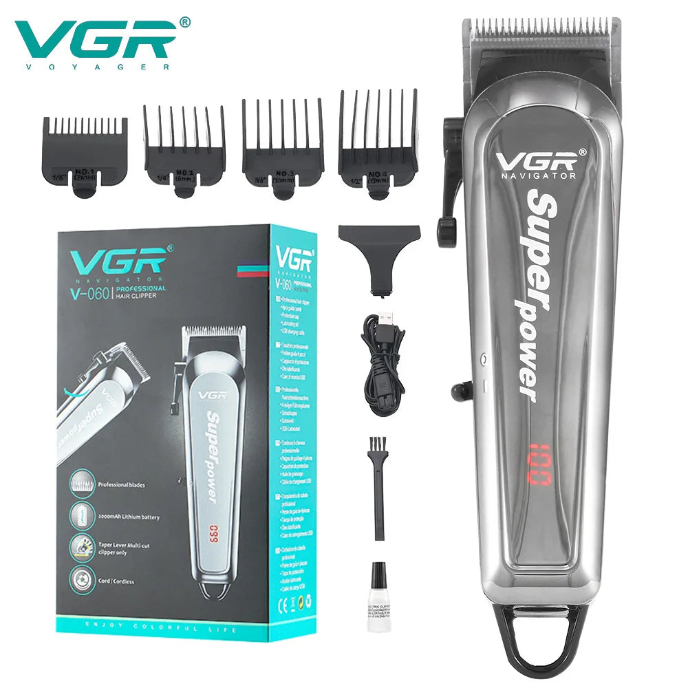 VGR V‑060 Electric Hair Clipper Professional Men’s Trimmer with Limit Combs for Personal & Barber Use