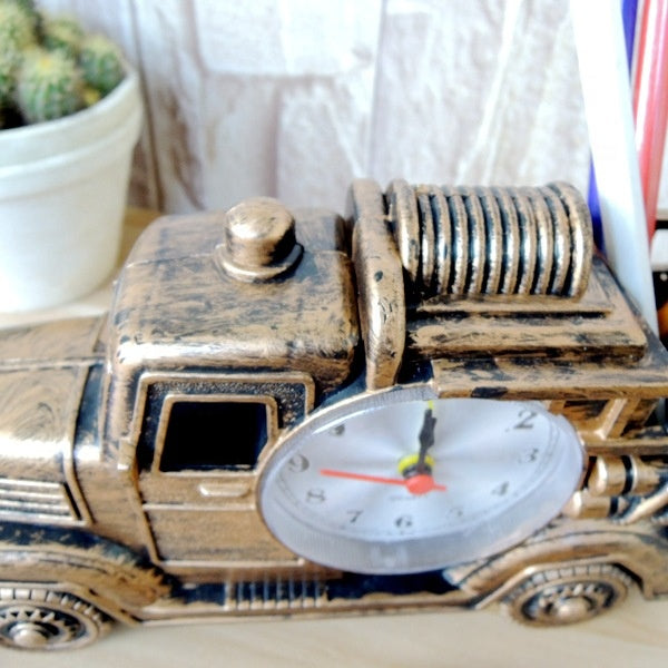 Truck Model Decorative Alarm Clock Unique Desk Clock with Plastic Missile & Handgun Design