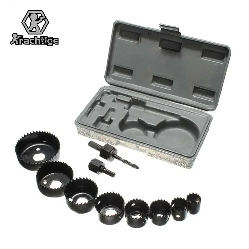 11Pcs Woodworking Drilling Tool Kit Hole Saw Cutting Set for Wood and Metal with Mandrels and Core Drill Bits