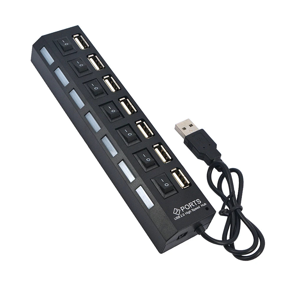 7 Port 2.0 USB Hub Expand Your Computer Connectivity with Multiple USB Ports