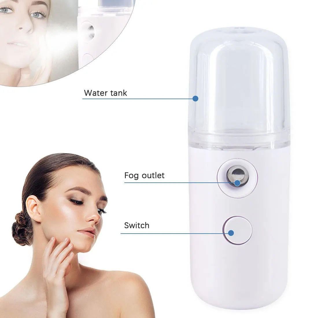 Mini Facial Steamer USB Nebulizer Facial Sprayer Humidifier Hydrating Moisturizing Beauty Skin Care Tool for Women