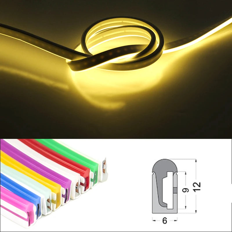 5m DC 12V LED Neon Strip Waterproof Single Colour Flexible Tape Light Red, Green, Blue, White, Warm, Yellow, Pink, Purple