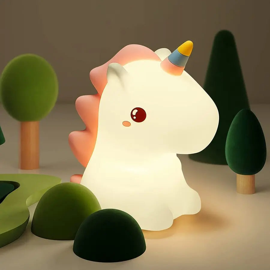 Unicorn Cute Silicone LED Night Light for Kids Children USB Rechargeable Cartoon Animal Bedroom Decor Touch Night Lamp Gift