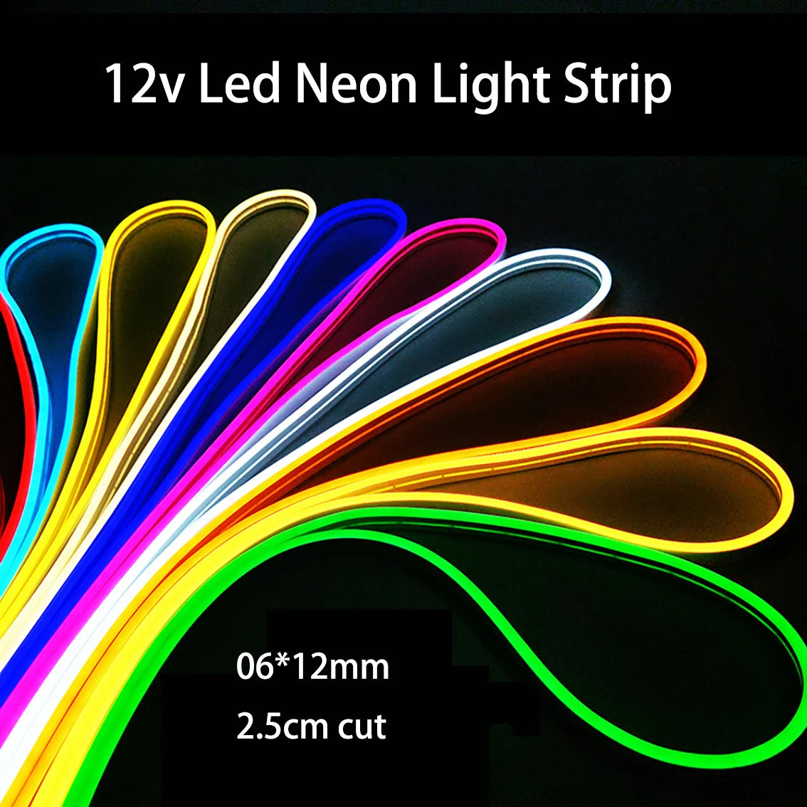 5m DC 12V LED Neon Strip Waterproof Single Colour Flexible Tape Light Red, Green, Blue, White, Warm, Yellow, Pink, Purple