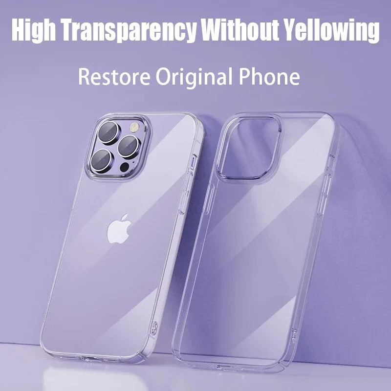 Clear Back Cover for iPhone 6 to iPhone 15 Series – Slim Transparent Shockproof TPU Case for All Models