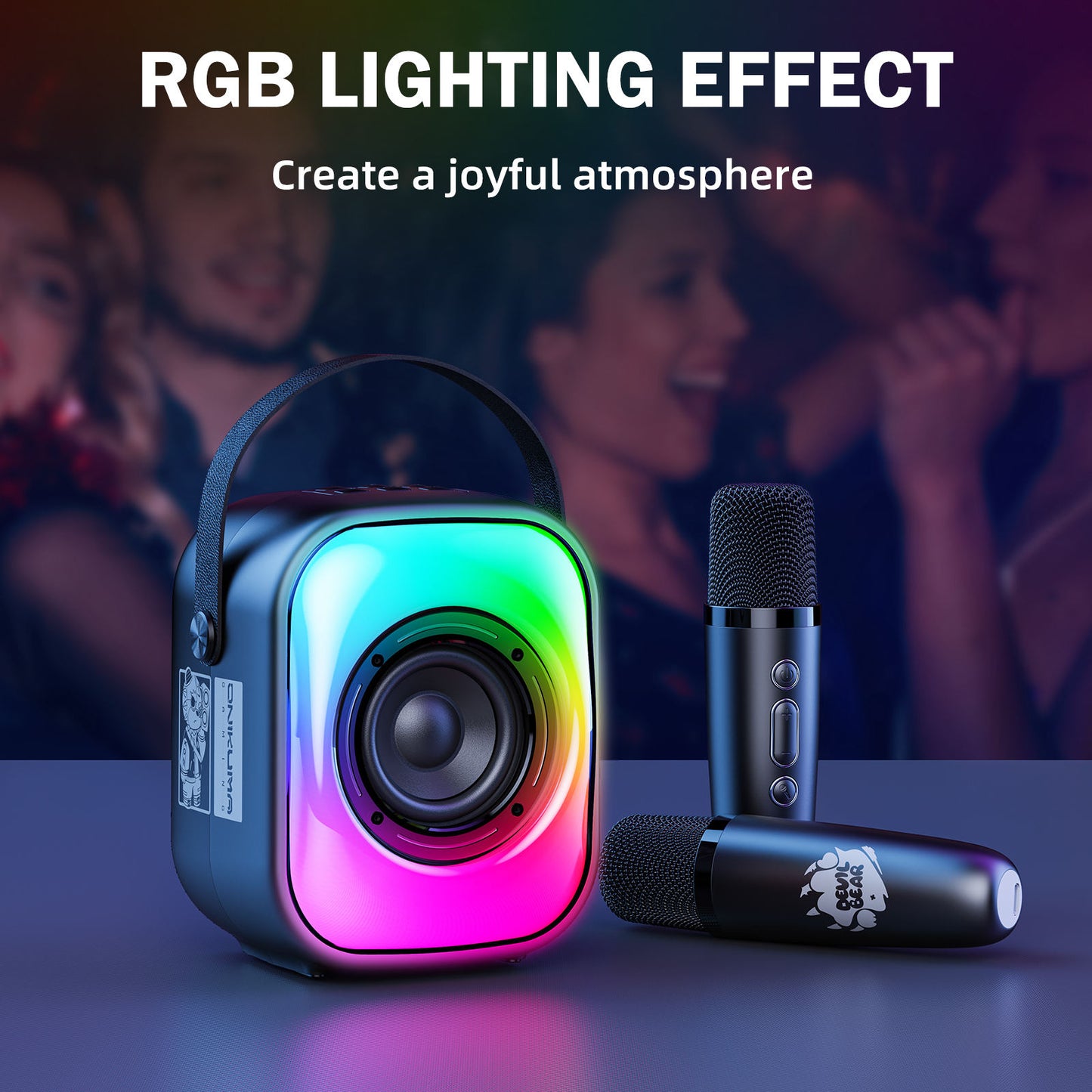 ONIKUMA L7 Bluetooth Karaoke Speaker RGB 5W Dual Microphones Long Playtime Portable Party Speaker 1 Year Warranty