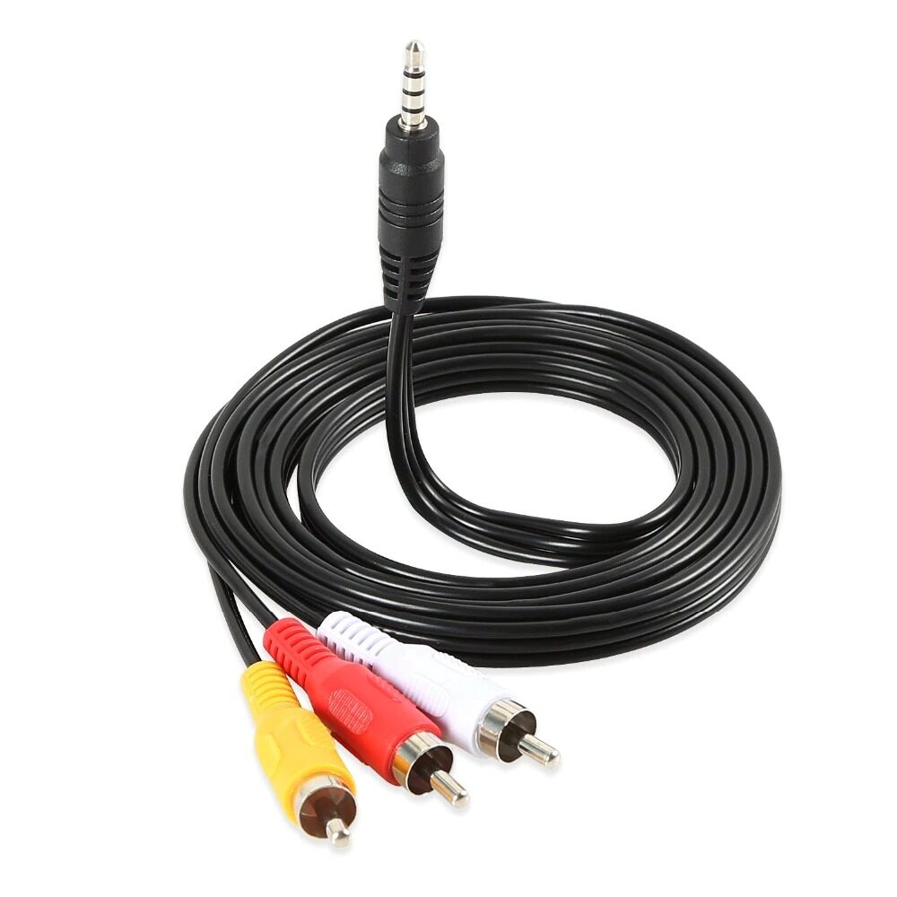 RCA Cable Male to 3 RCA 3.5mm Jack Adapter Audio Aux AV Cable Cord for DVD Player Recorder HiFi VCR TV Stereo 1.5M
