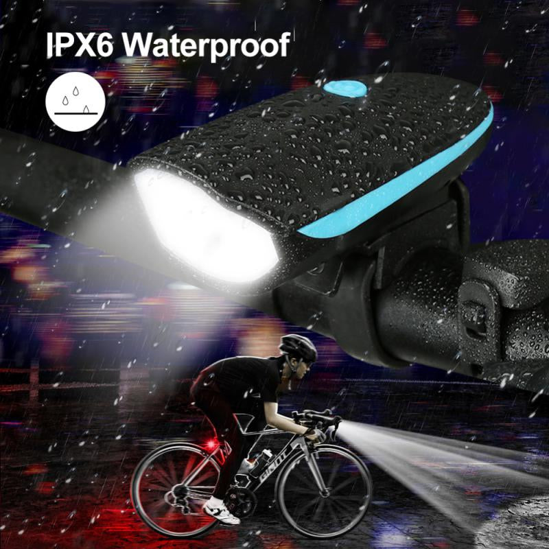 USB Rechargeable Bike Front Light with Horn Bicycle Cycling Headlamp Flashing LED Lamp