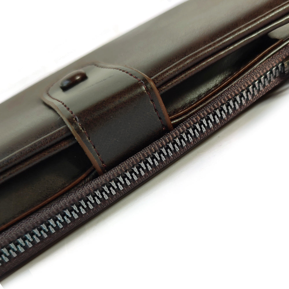 Honsun Semi Long Men's Plus Envelope Wallet Multi Card Large Capacity Zipper Pocket Leather Wallet
