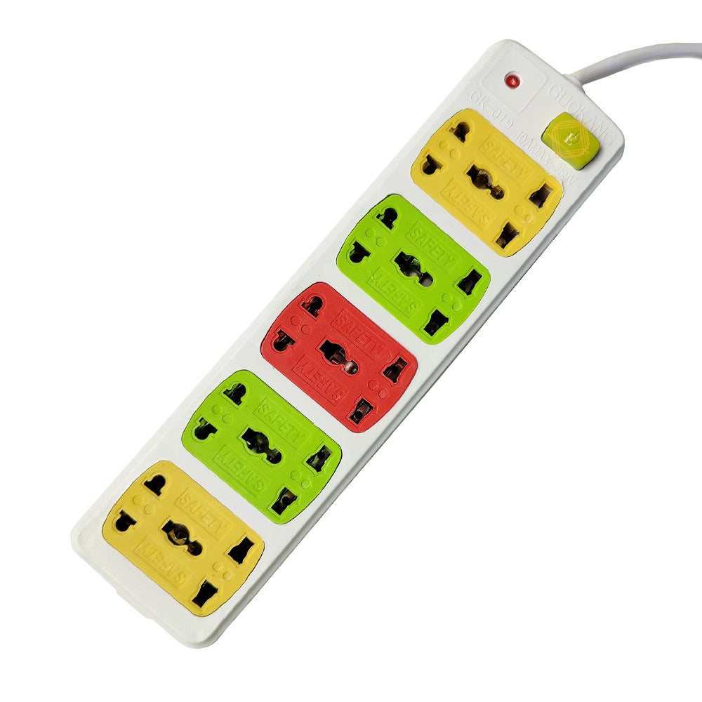 10 Socket Power Strip with 5.5 Feet Wirecode Extension Cord AC Plug Electrical Adapter