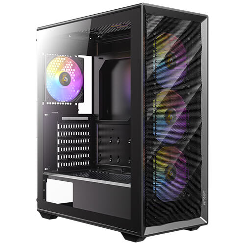 Antec AX85 ARGB Mid-Tower Gaming Case Black, Mesh Front, Tempered Glass, 4 ARGB Fans Included
