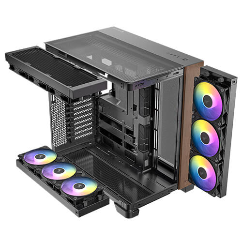 Antec C8 Curve Wood ATX Mid Tower Gaming Case with Curved Glass Panel
