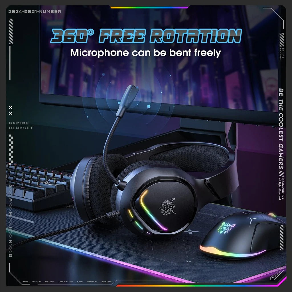 ONIKUMA X31 RGB Dynamic Professional Gaming Headphone Stereo Surround Sound Omnidirectional Mic Wired Headset for PC PS4 Xbox Phone 1 Year Warranty