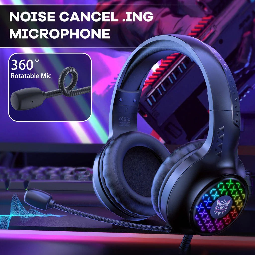 ONIKUMA X7 PRO Wired RGB Light Noise-canceling Gaming Headset 50mm Driver Over-Ear Headphones with Adjustable Mic for PS4 PC Xbox One