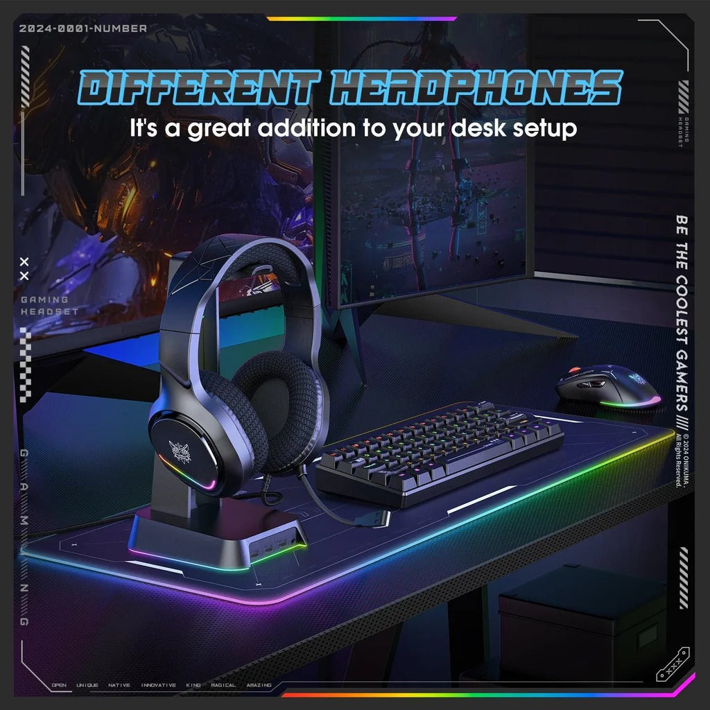 ONIKUMA X31 RGB Dynamic Professional Gaming Headphone Stereo Surround Sound Omnidirectional Mic Wired Headset for PC PS4 Xbox Phone 1 Year Warranty