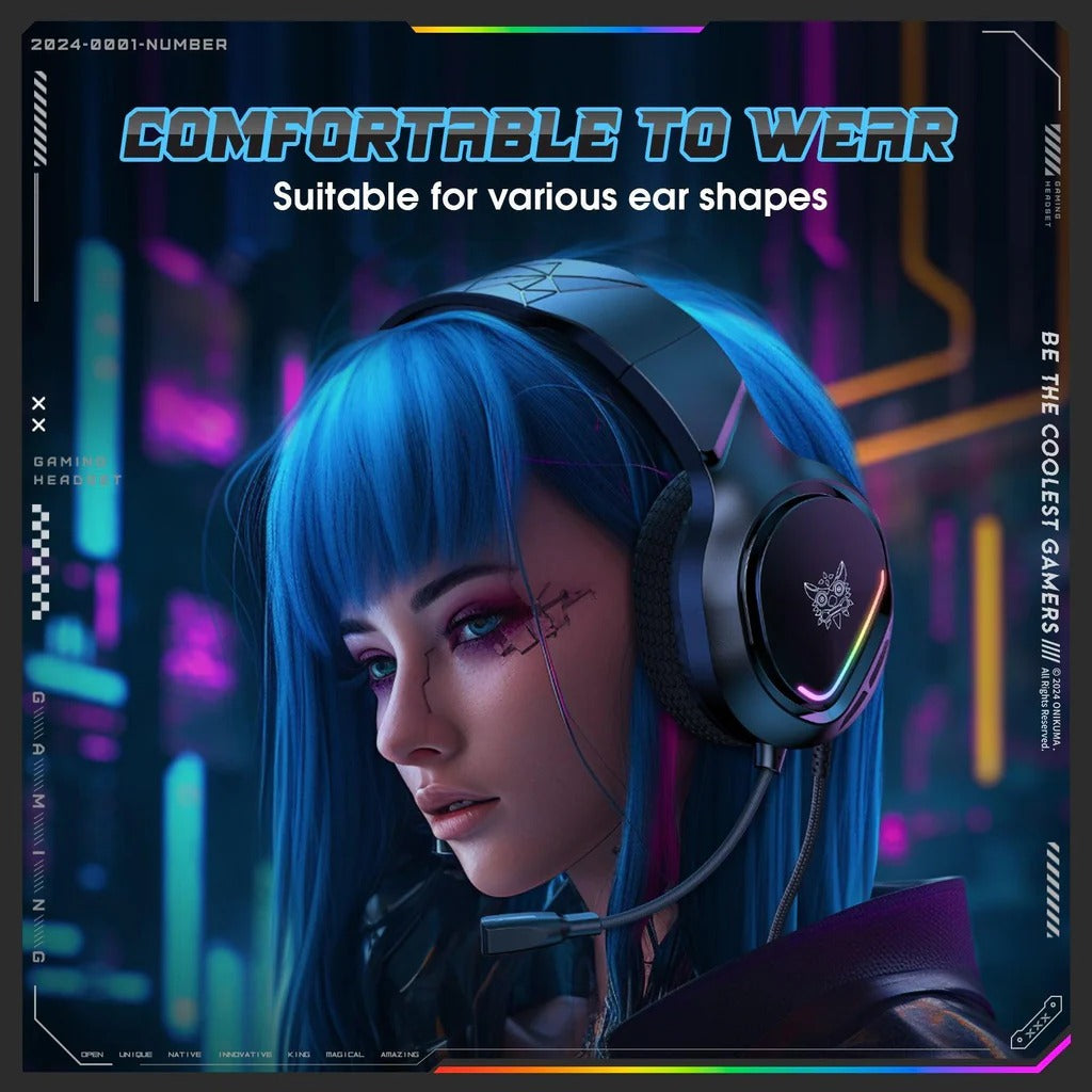ONIKUMA X31 RGB Dynamic Professional Gaming Headphone Stereo Surround Sound Omnidirectional Mic Wired Headset for PC PS4 Xbox Phone 1 Year Warranty