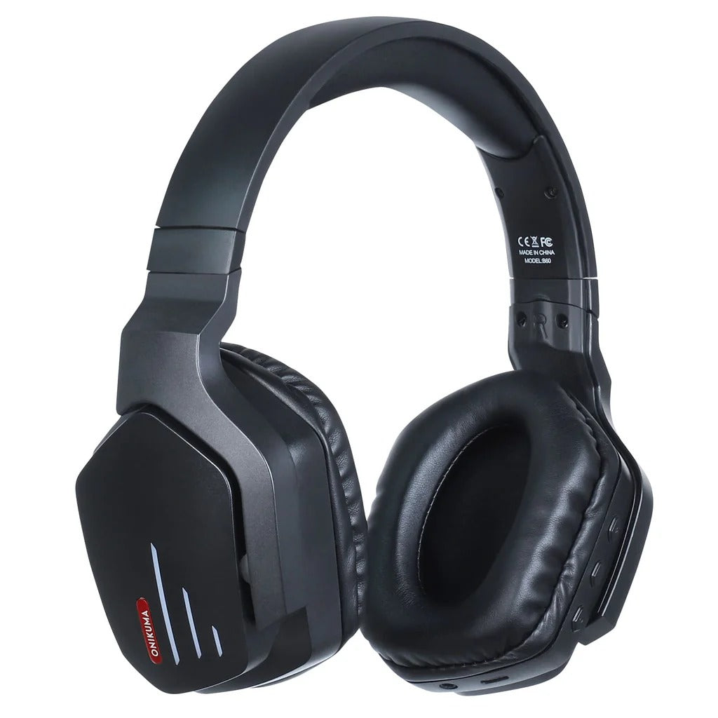 ONIKUMA B60 Wireless Bluetooth Gaming Headset Over-Ear Headphones with LED Lights and Noise-Canceling Mic for PC PS4 PS5 Xbox