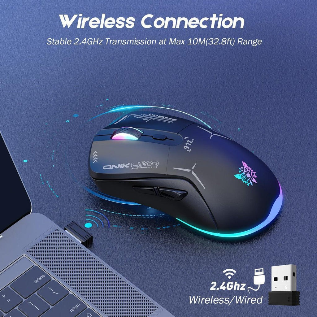 ONIKUMA CW917 Wireless Gaming Mouse 4800 DPI Dual-Mode (Wired/Wireless) RGB Lighting 1 Year Warranty