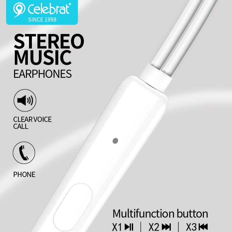 Celebrat G12 3.5mm Wired Earphones In‑Ear Headset with Mic – High‑Quality Handsfree for Mobile Phones
