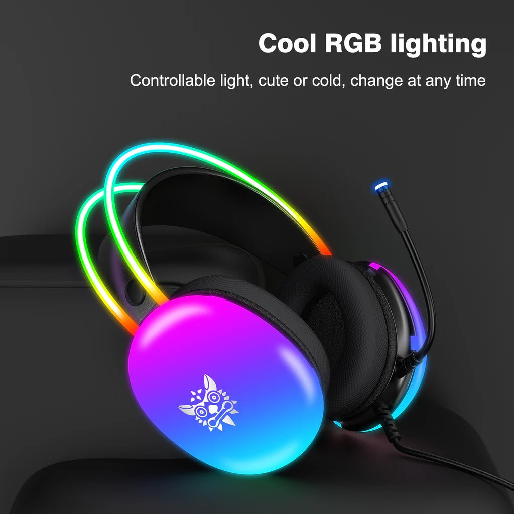 ONIKUMA X25 RGB Gaming Headset Wired Stereo Surround Sound Omnidirectional Mic Dynamic Lights 1 Year Warranty