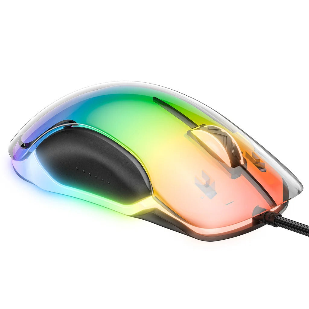 ONIKUMA CW925 RGB Backlit Wired Gaming Mouse Up to 12800 DPI Lightweight Transparent Black 1 Year Warranty
