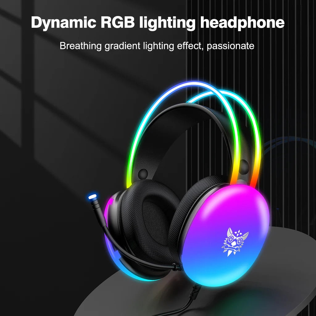 ONIKUMA X25 RGB Gaming Headset Wired Stereo Surround Sound Omnidirectional Mic Dynamic Lights 1 Year Warranty
