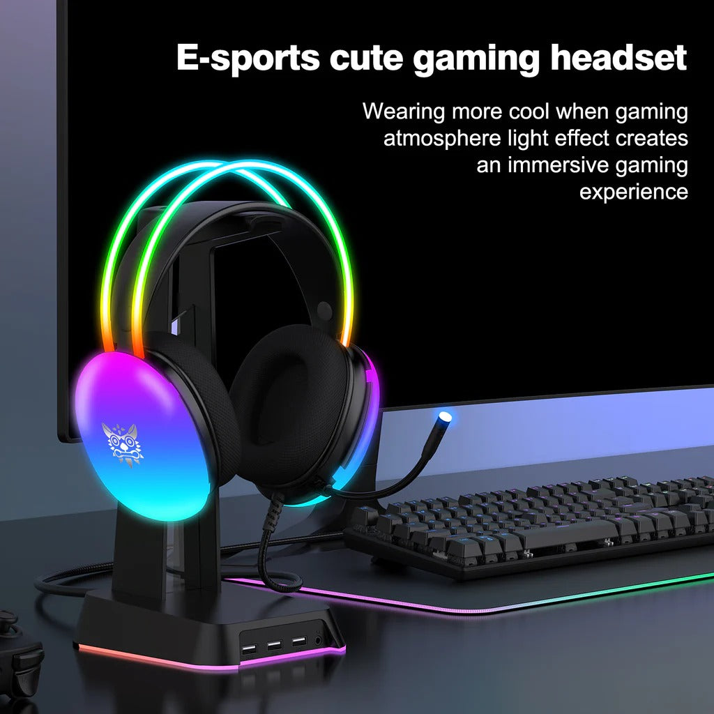 ONIKUMA X25 RGB Gaming Headset Wired Stereo Surround Sound Omnidirectional Mic Dynamic Lights 1 Year Warranty