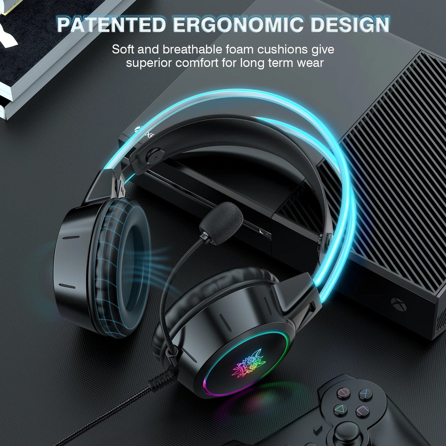 ONIKUMA X15 PRO Double-Head Beam Noise Cancelling Microphone Durable Stereo Surround Gaming Headphones RGB Audífonos Alámbricos Gaming Headset