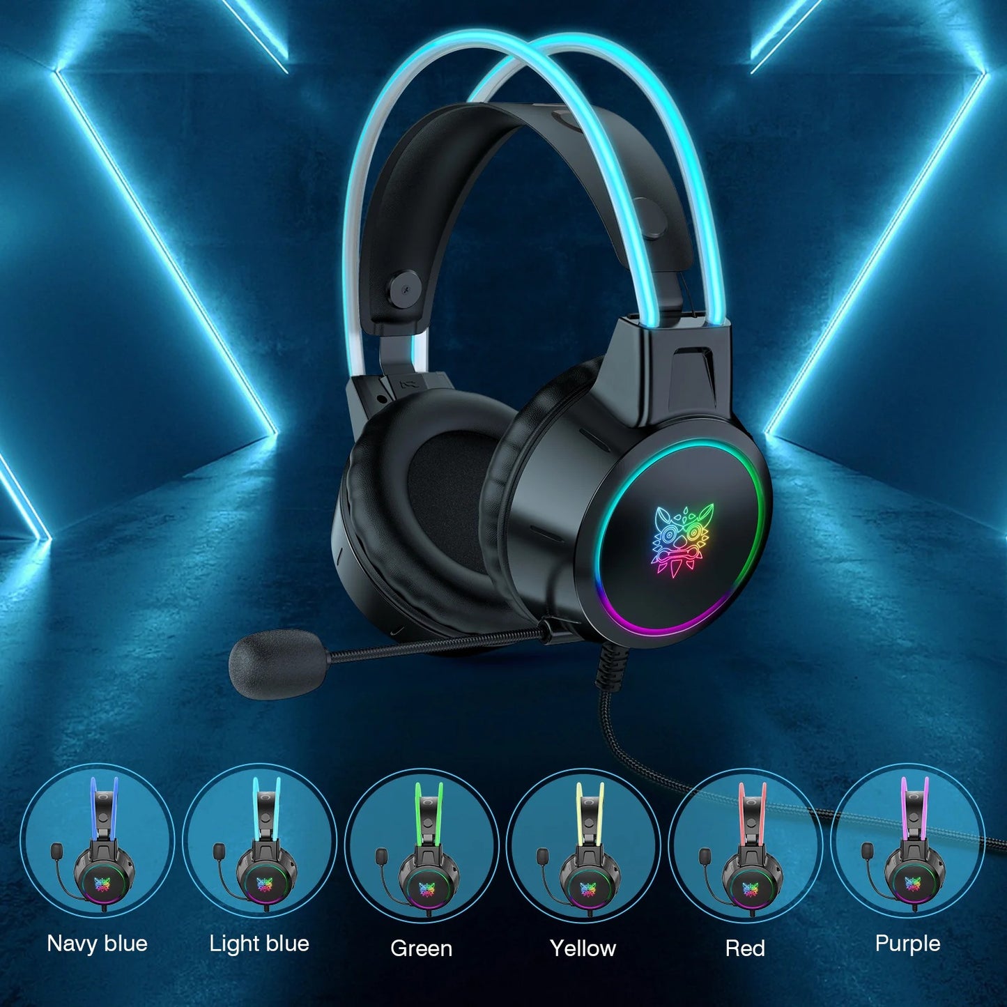 ONIKUMA X15 PRO Double-Head Beam Noise Cancelling Microphone Durable Stereo Surround Gaming Headphones RGB Audífonos Alámbricos Gaming Headset