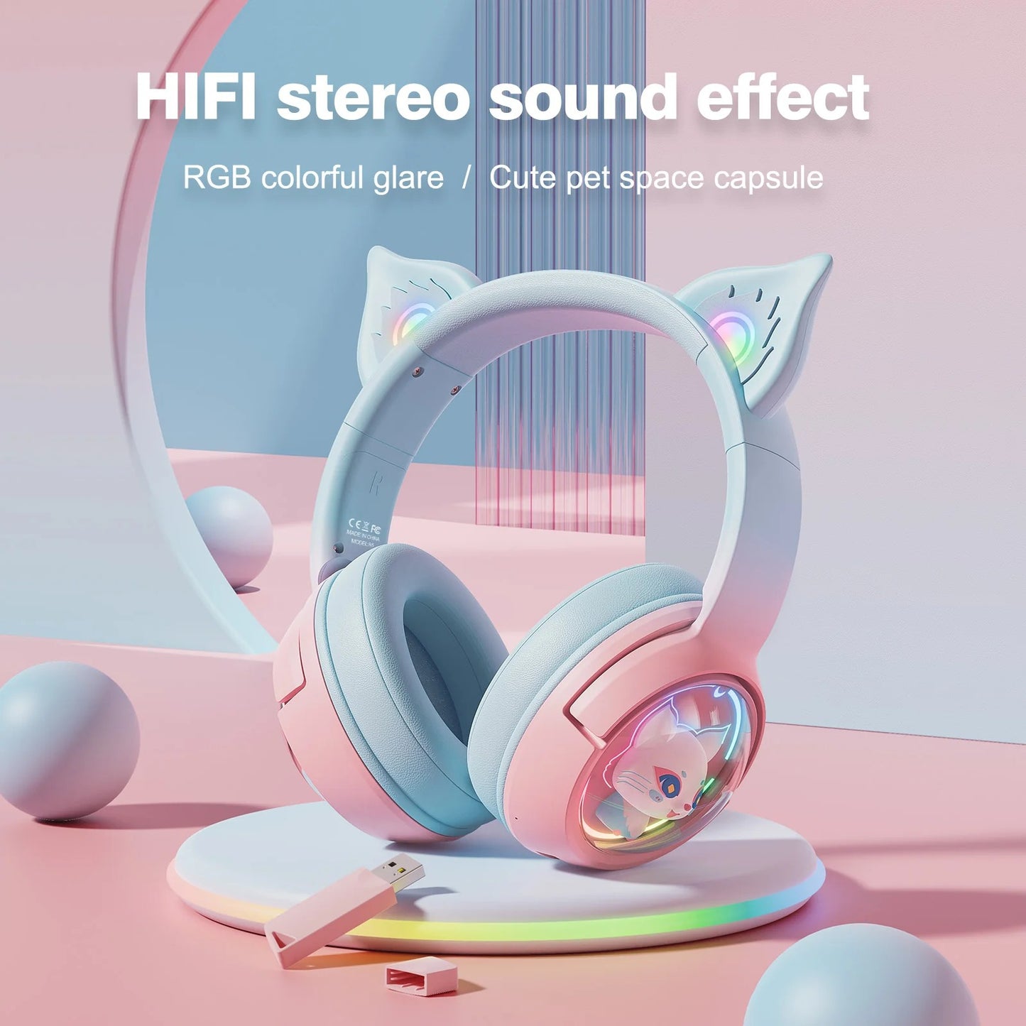 ONIKUMA B5 Gradient 2.4G Wireless Bluetooth Wired 3-mode Linghu Headphones, RGB Switch Headset