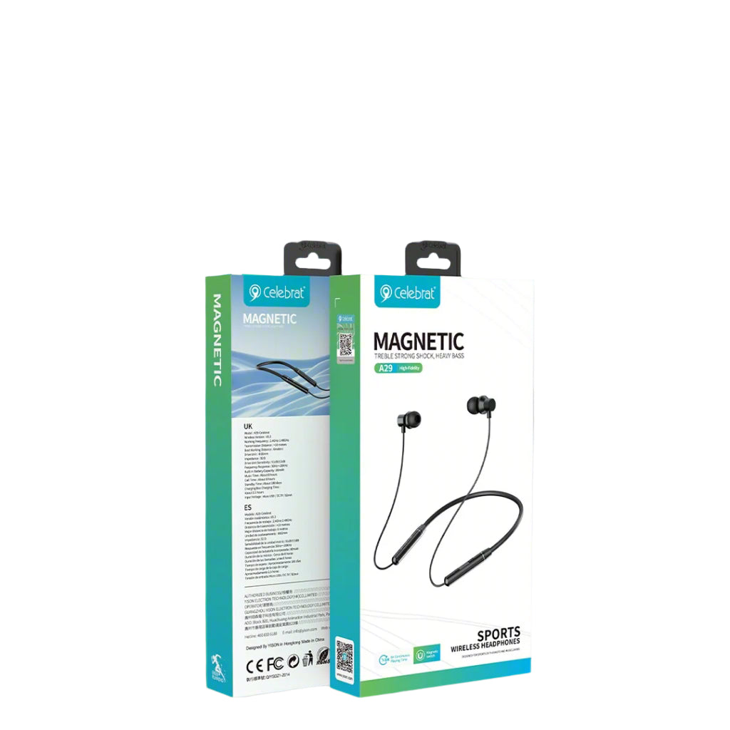 Celebrat A29 Wireless Neckband Bluetooth Earphones | Magnetic Sports Headset with Deep Bass