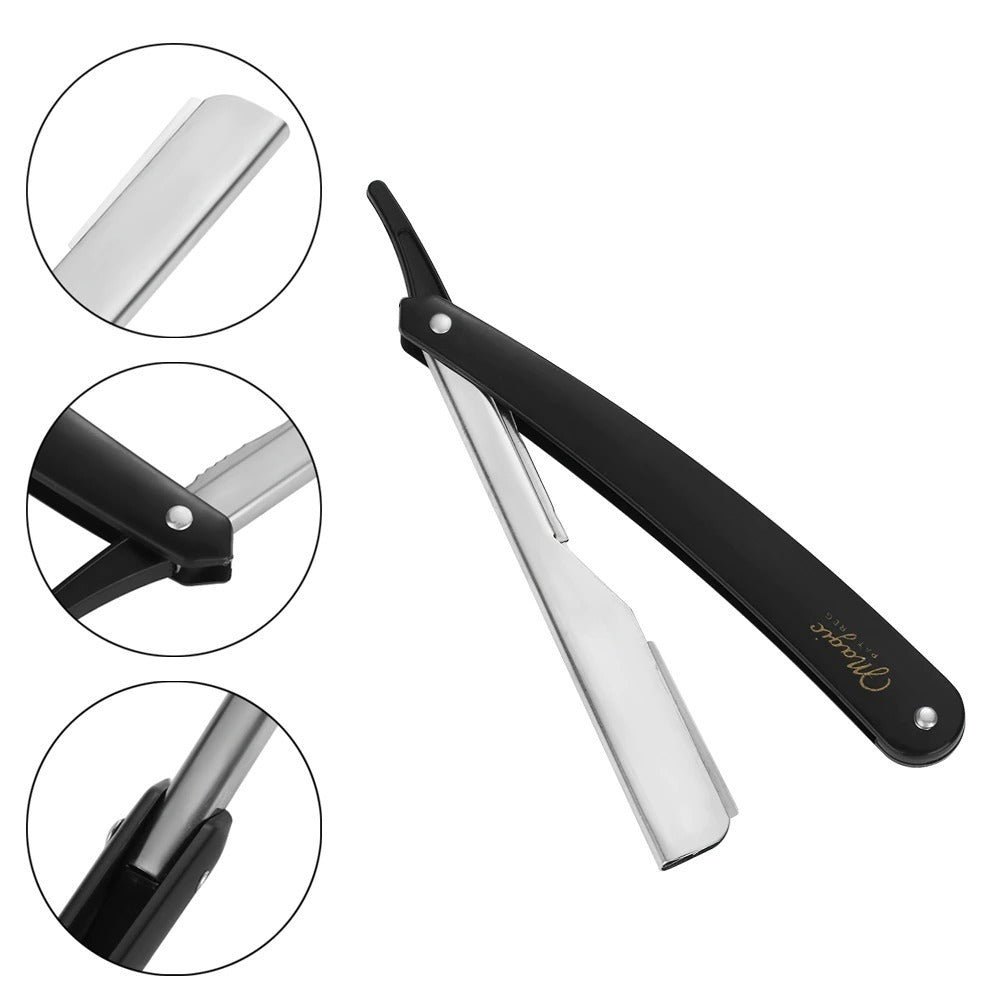 Professional Manual Shaver Straight Edge Folding Razor Stainless Steel Beard Cutter for Men