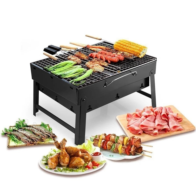 BBQ Grill Small Charcoal Barbecue Grill Smoker for Outdoor Cooking Camping Hiking Picnics