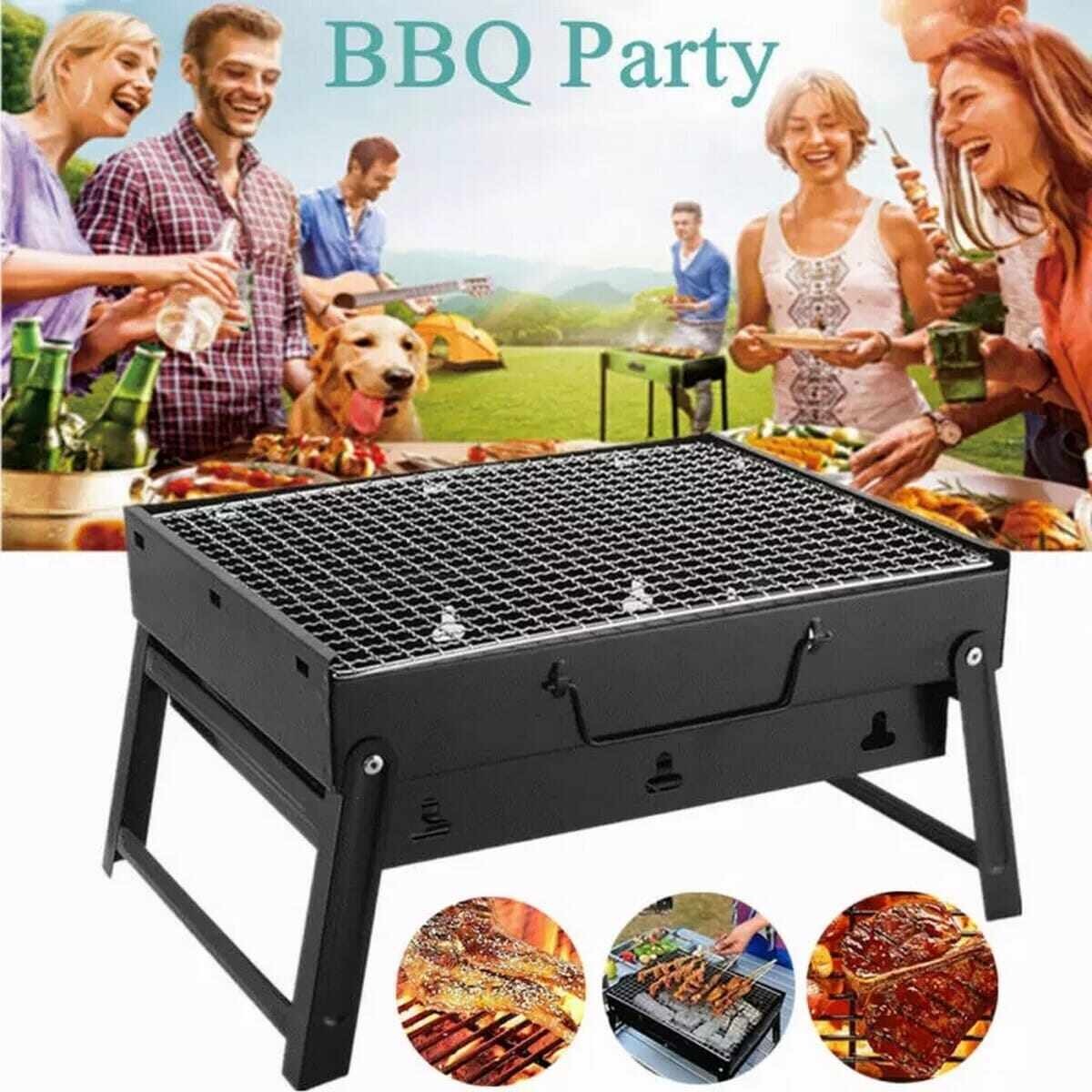 BBQ Grill Small Charcoal Barbecue Grill Smoker for Outdoor Cooking Camping Hiking Picnics