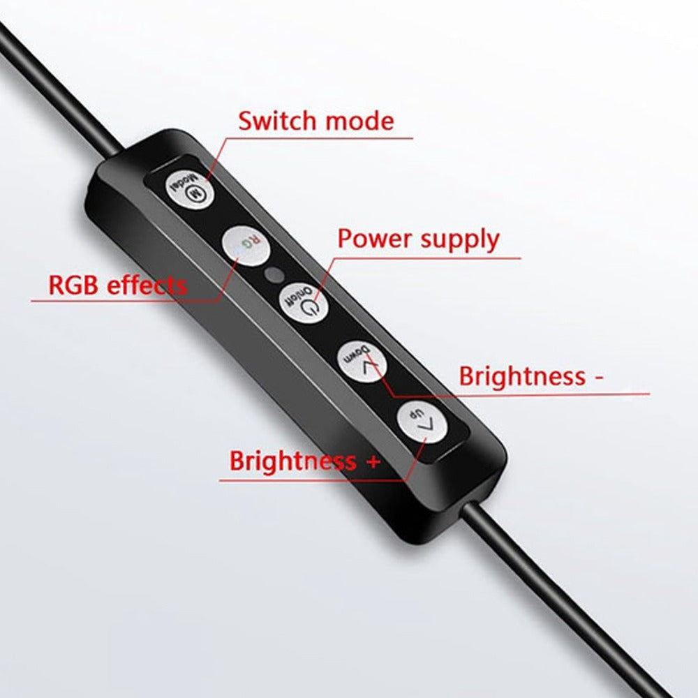 Plokama 8Ft Tripod with 14 Inch RGB Ring Light Adjustable 2.43m Stand for Camera and Mobile