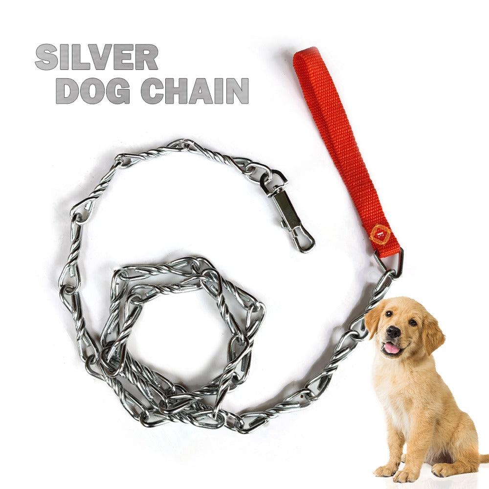 Heavy Duty Metal Dog Leash Chew Proof Chain 155cm for Large and Small Bulldogs