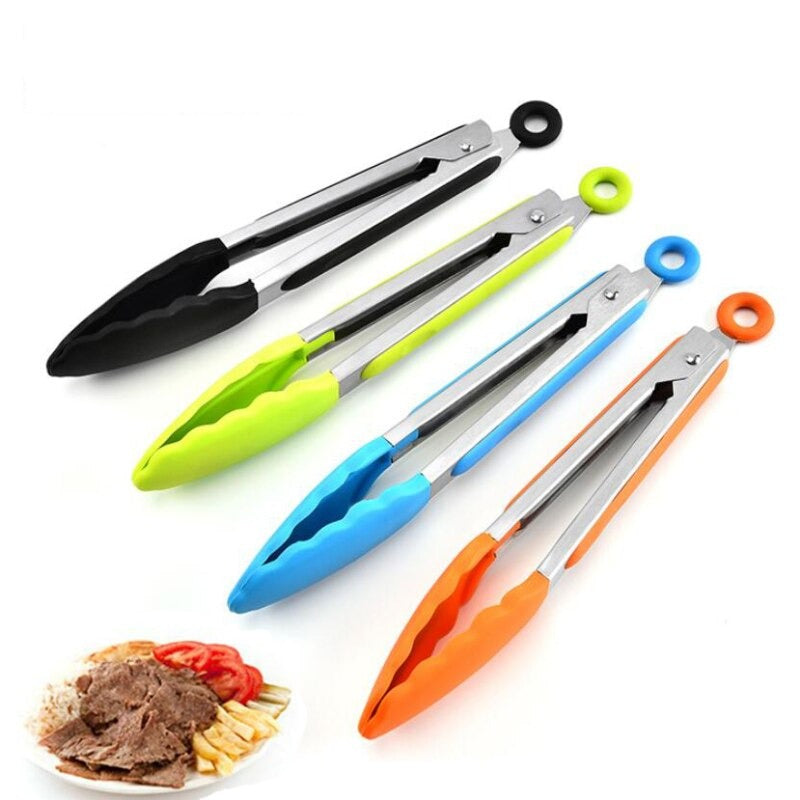Silicone BBQ Grilling Tong Non‑Stick Kitchen Cooking & Serving Tong with Stainless Steel Handle