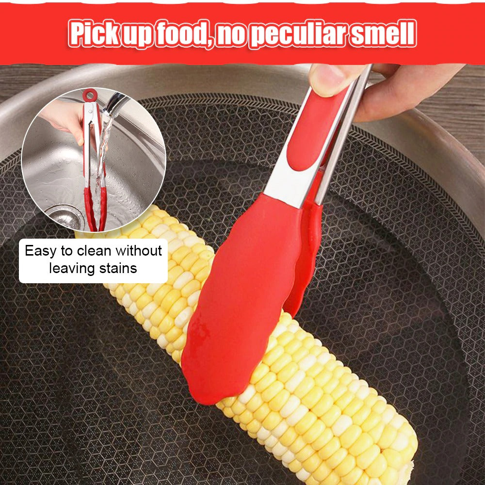Silicone BBQ Grilling Tong Non‑Stick Kitchen Cooking & Serving Tong with Stainless Steel Handle