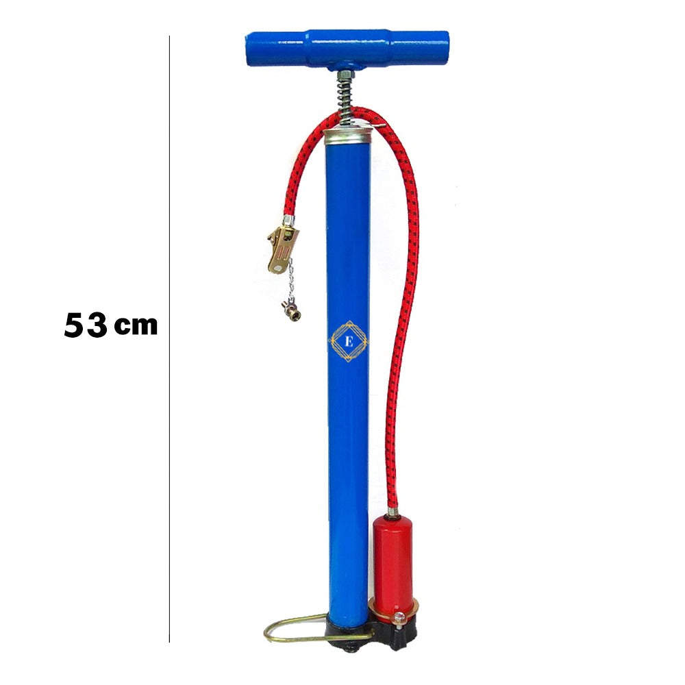 Blue Aluminum Alloy Portable Bicycle Air Pump with Pressure Tank Lightweight Hand Pump for Bikes, Balls & Inflatables