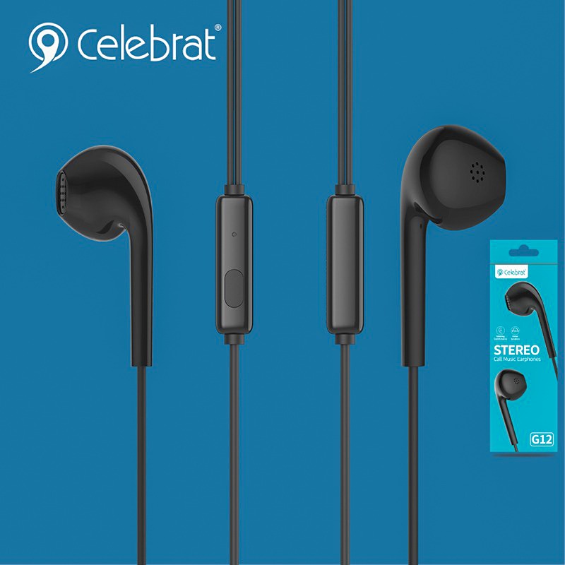 Celebrat G12 3.5mm Wired Earphones In‑Ear Headset with Mic – High‑Quality Handsfree for Mobile Phones