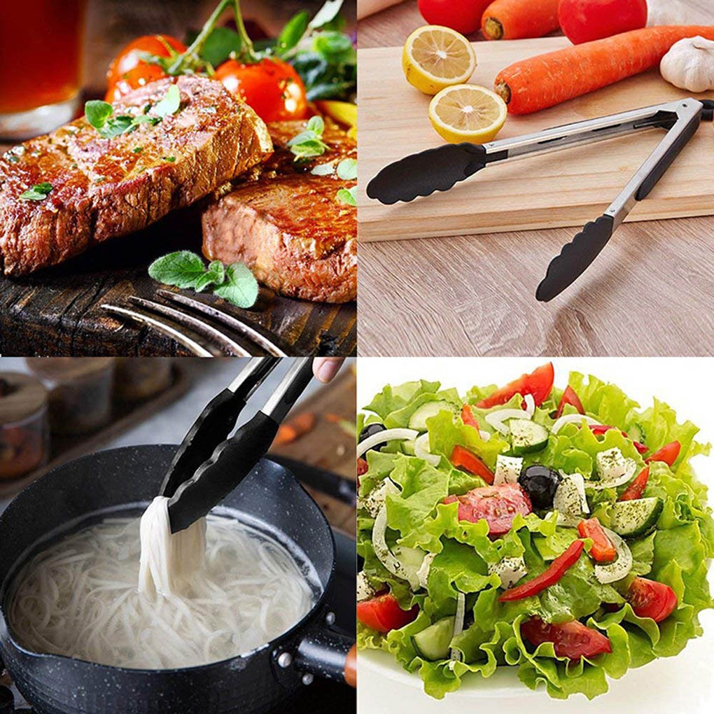 Silicone BBQ Grilling Tong Non‑Stick Kitchen Cooking & Serving Tong with Stainless Steel Handle