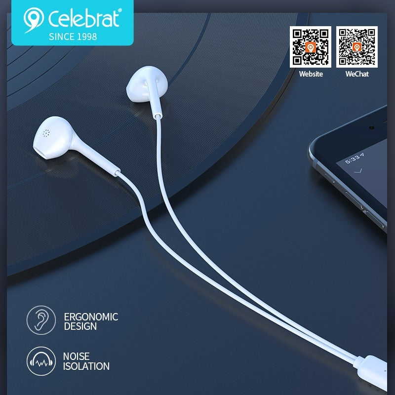 Celebrat G12 3.5mm Wired Earphones In‑Ear Headset with Mic – High‑Quality Handsfree for Mobile Phones