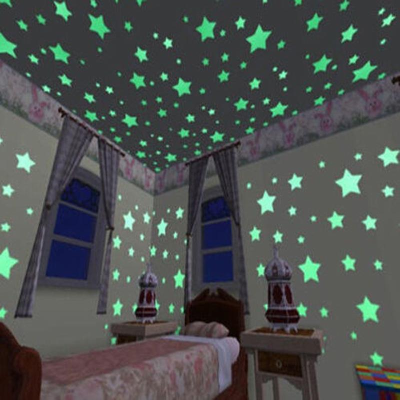 3D Glow-in-the-Dark Stars Moon Heart Wall Stickers – Luminous Fluorescent Plastic Decals for Kids Room & Bedroom Decor