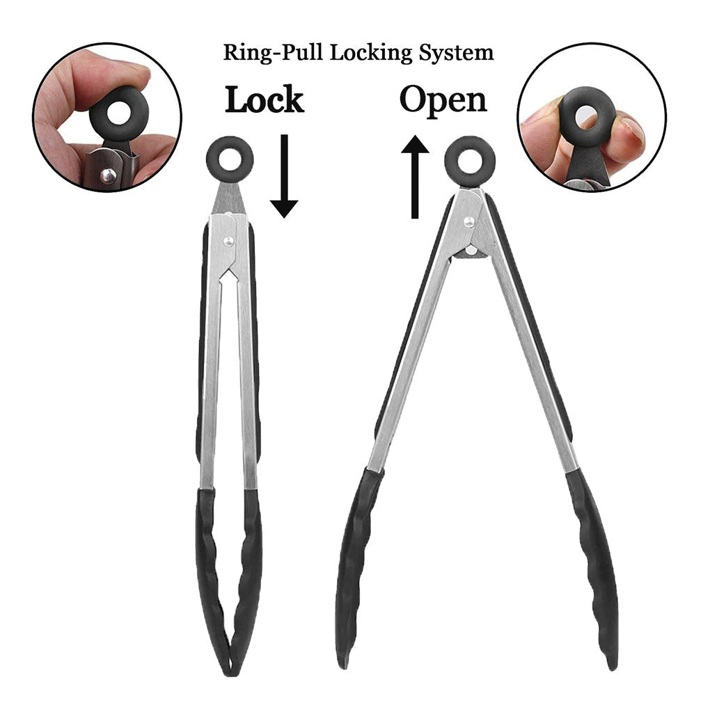 Silicone BBQ Grilling Tong Non‑Stick Kitchen Cooking & Serving Tong with Stainless Steel Handle